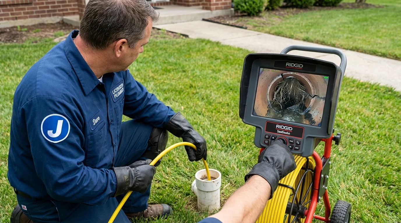Sewer camera inspection being performed by Johns Plumbing LLC in Many